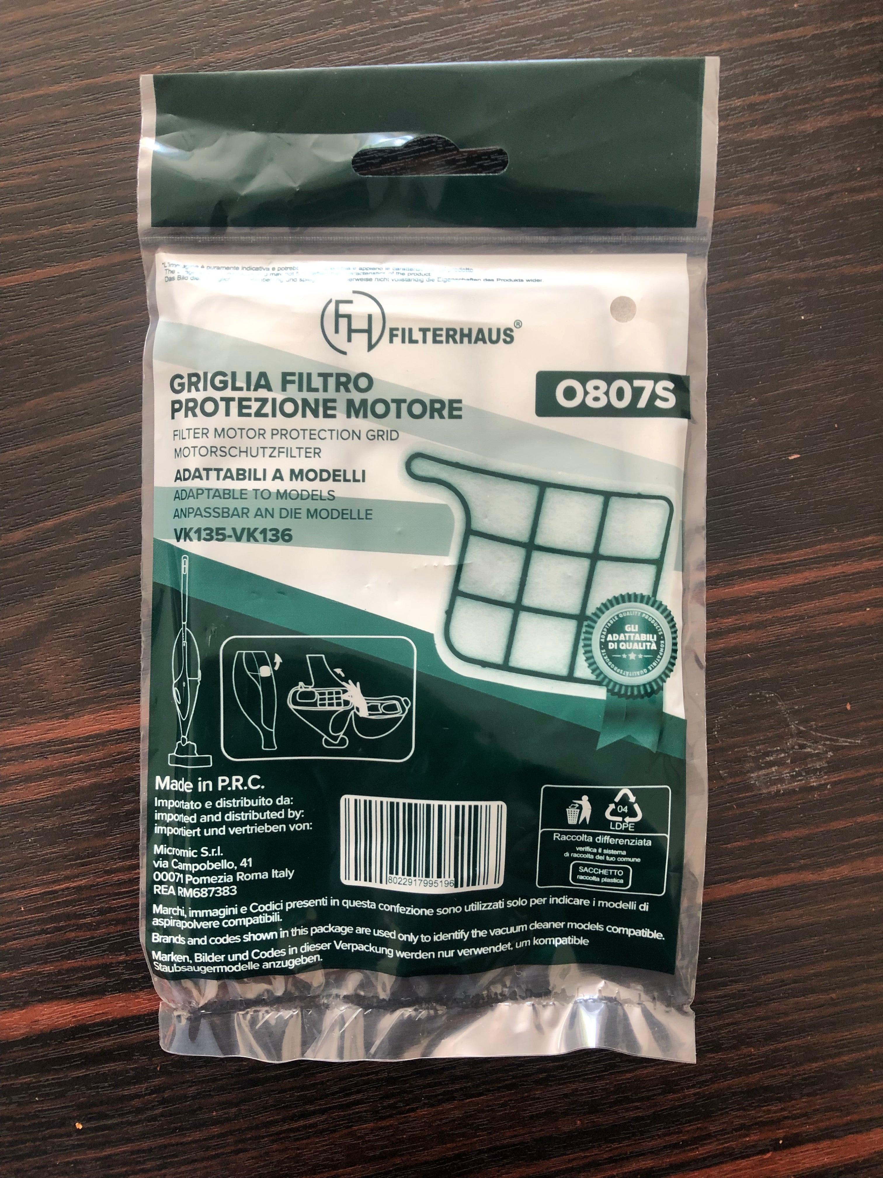 Griglia protezione motore per Folletto VK135,VK136 MICROMIC