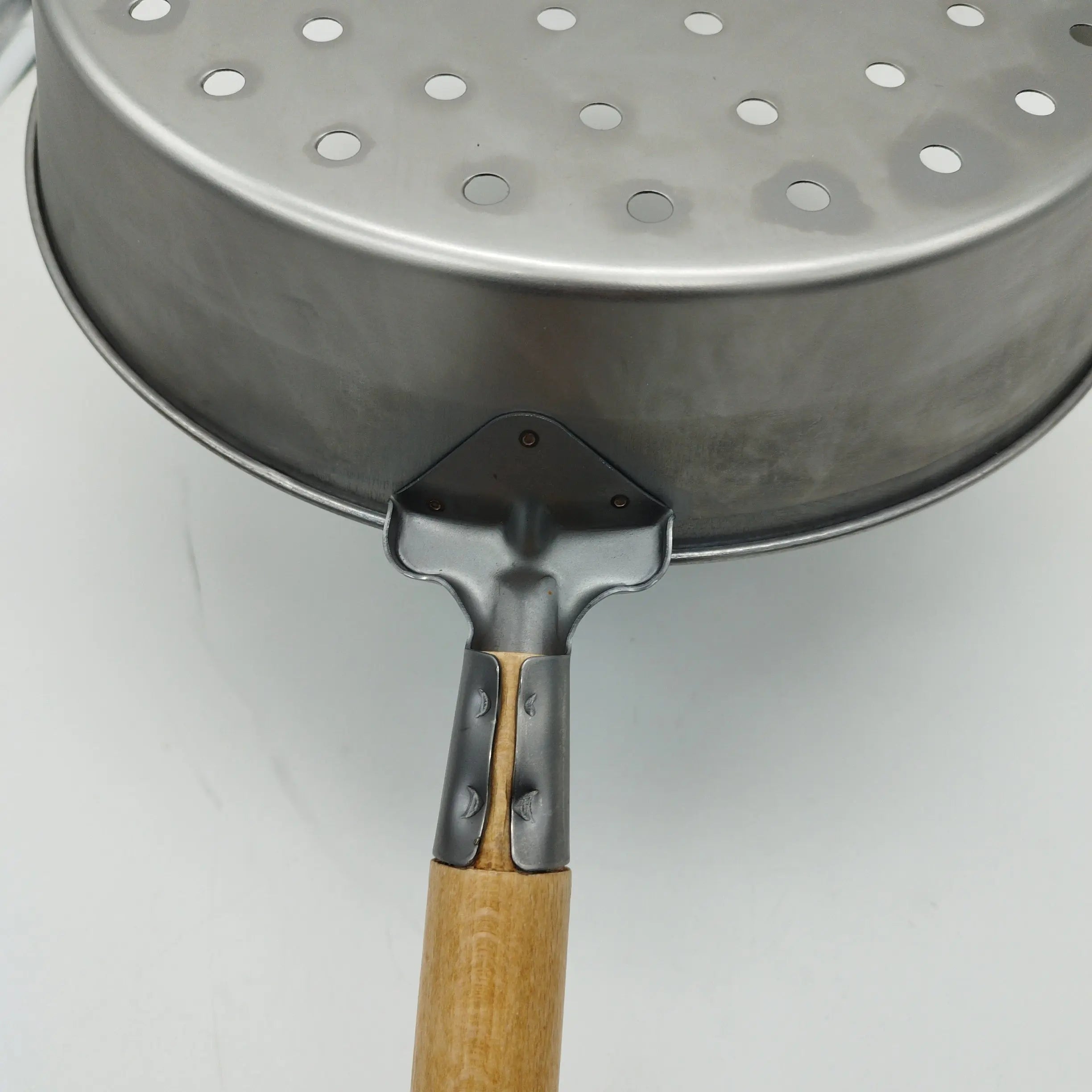 Padella castagne con fori manico legno Cm 30 INOX Fondo induzione Omra OMRA