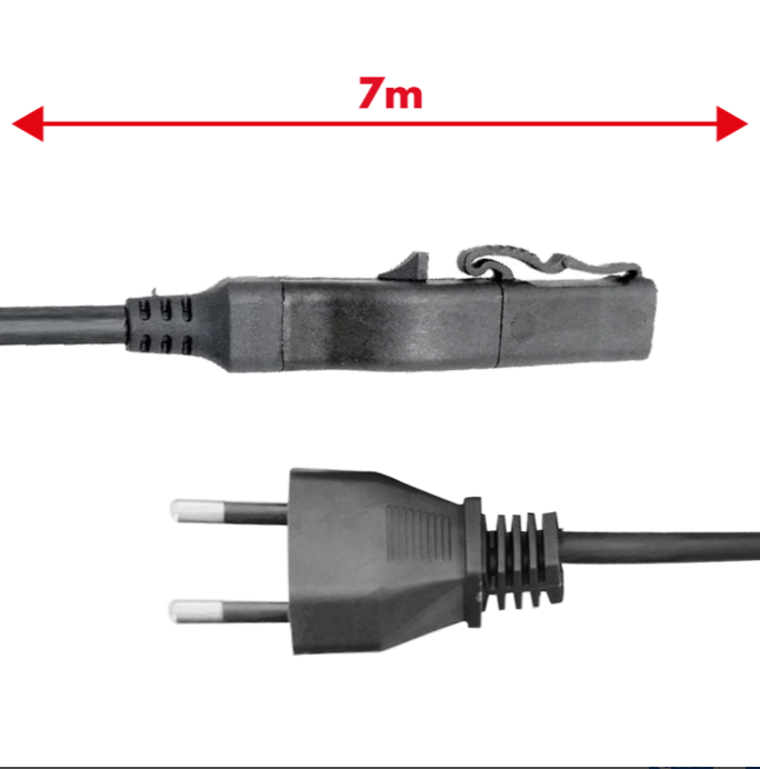 Cavo alimentazione 7 m grigio per Folletto VK200 – Ricambio adattabile Ennebiservice