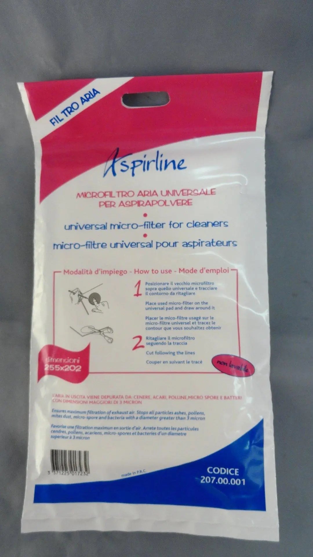 filtro universale aria per  aspirapolveri 255x202 ritagliabile ENNEBISERVICE