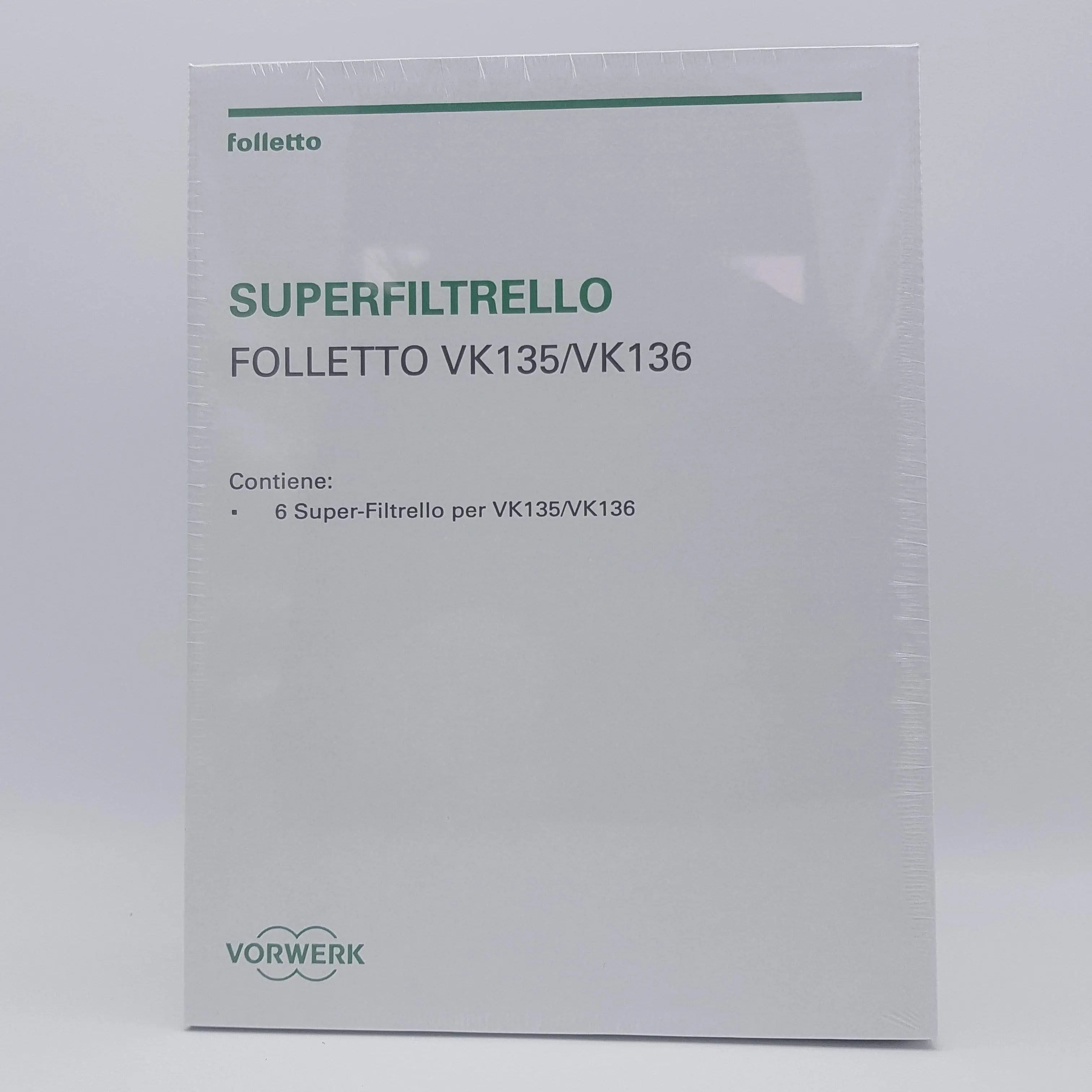 Confezione 6 sacchetti Super filtrello VK135/6 Vorwerk Folletto VORWERK FOLLETTO